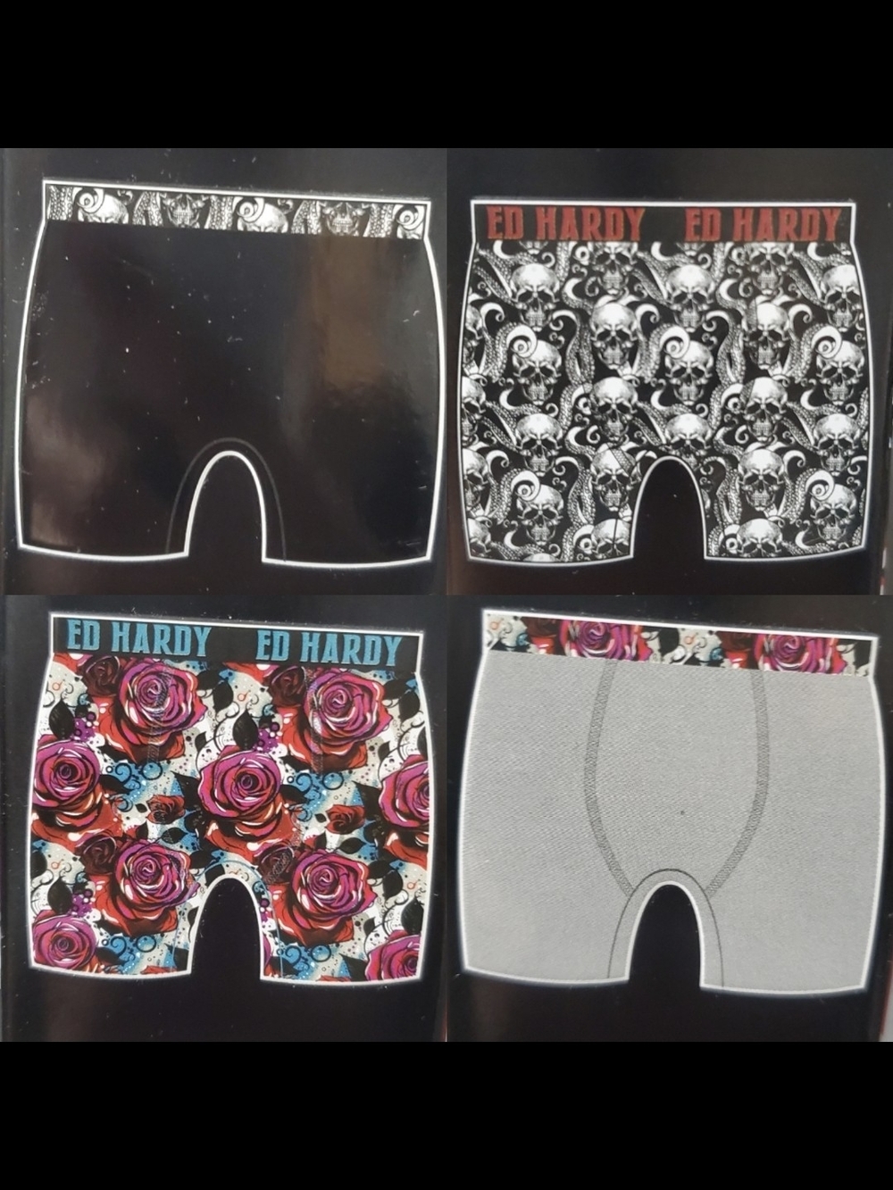 Ed Hardy Cotton Stretch Boxer Briefs 4pk Underwear Shorts Mens Medium Rock Skull